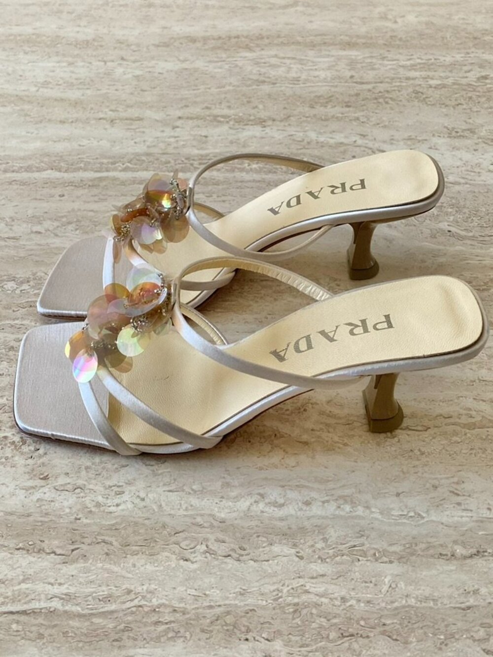 Vintage Prada Paillette Mule Sandal Heels - Picture 5 of 11